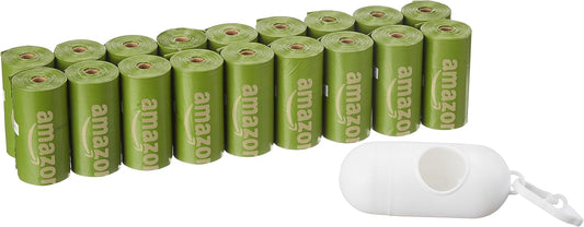 Amazon Basics Dog Poop Bags with Dispenser, 270 Count, Enhanced for Guaranteed Leakproof, Brazilian