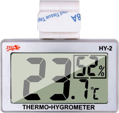 Digital Reptile Thermometer Hygrometer with Hook & Adhesive, LCD Display Temperature Humidity Gauge