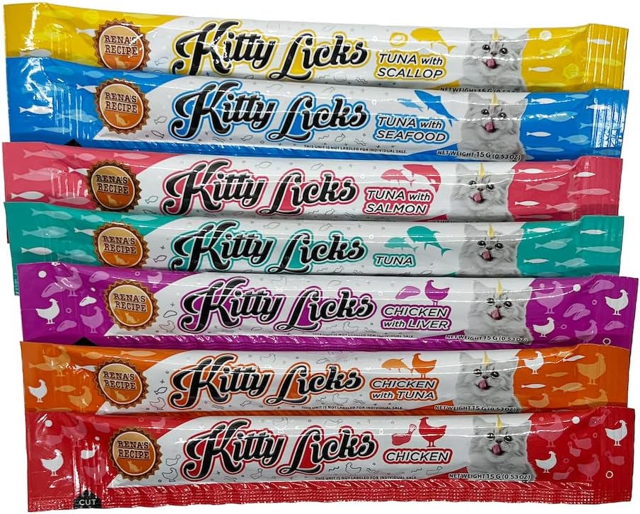 Kitty Licks Chicken and Tuna Varieties (28 Tubes) Chicken and Tuna Varieties 4 Tubes X 7 Flavors