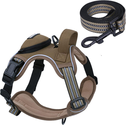 No Pull Dog Harness for Large Dogs, Adjustable No Choke Pet Vest with Dog Leash Fit Smart