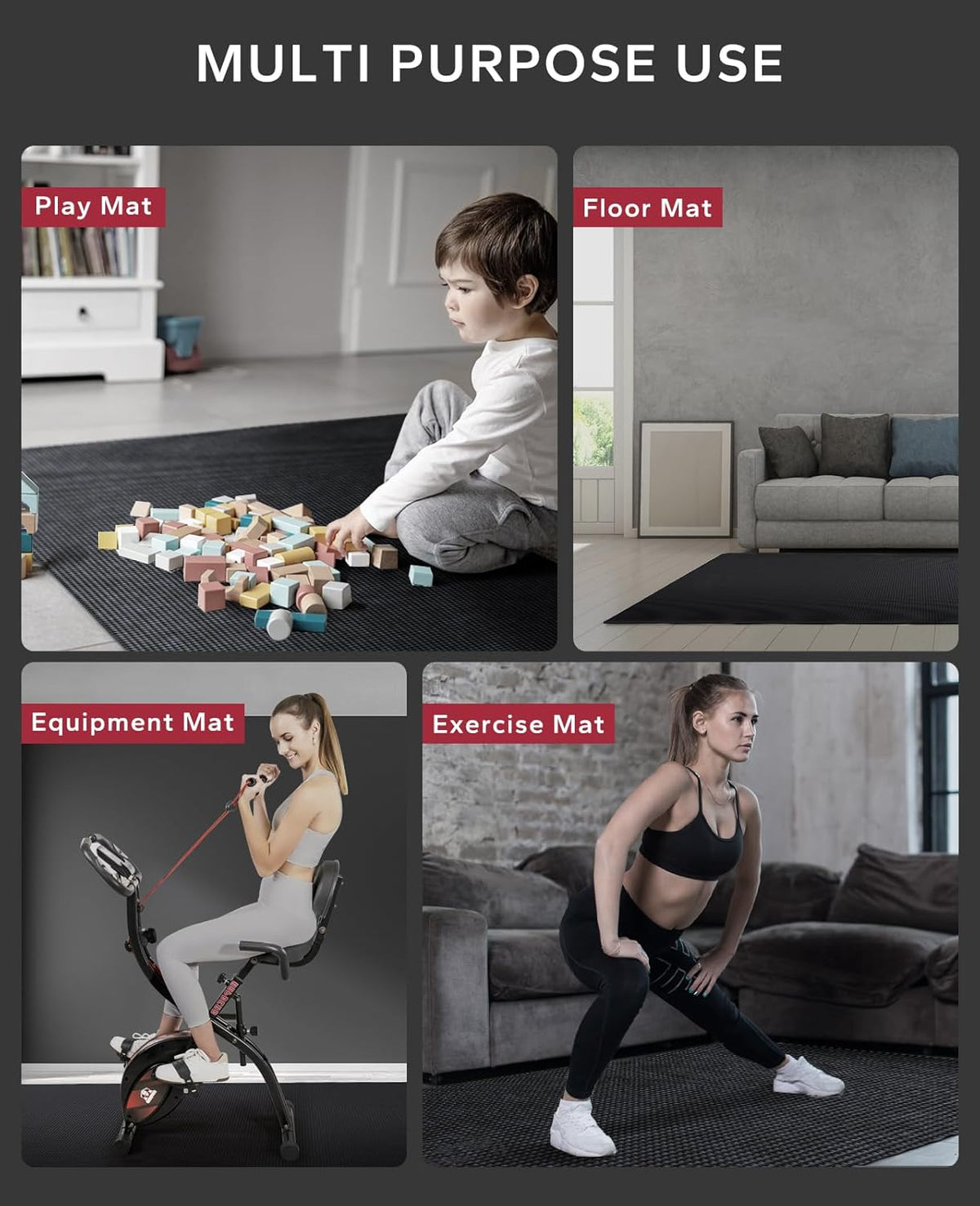 HAPBEAR Extra Large Exercise Mat-7'x5'/6'x8'/6'x9'/6'x10'/6'x12'x8mm(1/3 inch),Non-Slip, Ultra