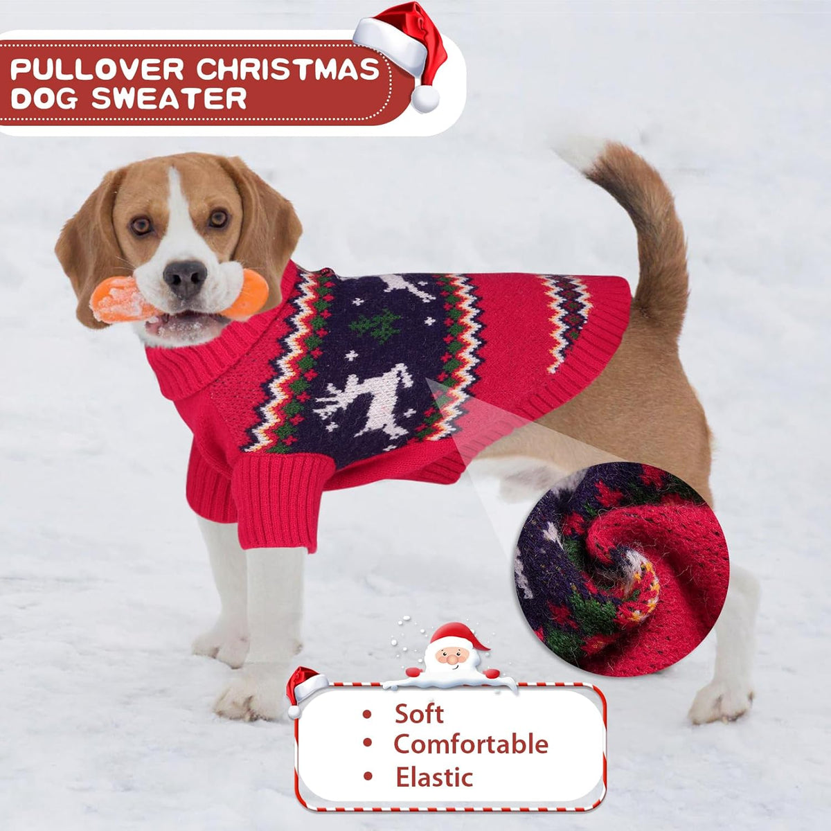 Queenmore Christmas Dog Sweater,Knitted Pullover Christmas Clothes for Dogs,Turtleneck Doggy