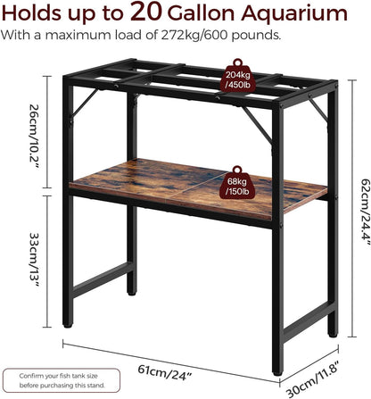 20 Gallon Fish Tank Stand, Aquarium Stand with 2-Tier Storage Shelves, Heavy Duty Breeder Turtle