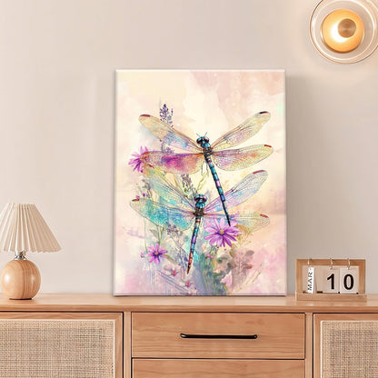 Dragonfly Bathroom Pictures Wall Art, Floral Bathroom Wall Decor, Framed Painting Canvas Artwork