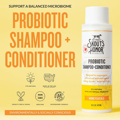 Skout's Honor Probiotic Dog Shampoo & Conditioner with Avocado Oil & Omega-3s, 97% Natural, Paraben