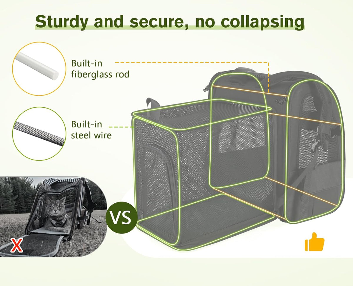 Pecute Cat Carrier Backpacks, Expandable Cat Backpack with Breathable Mesh, Pet Carrier Backpack