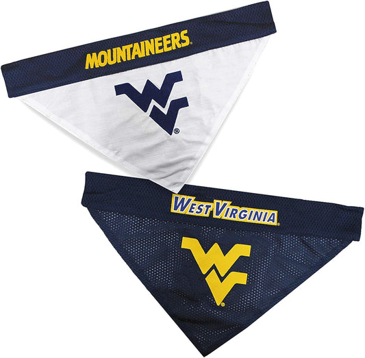 Pets First Collegiate Pet Accessories, Reversible Bandana, West Virginia Mountaineers Size