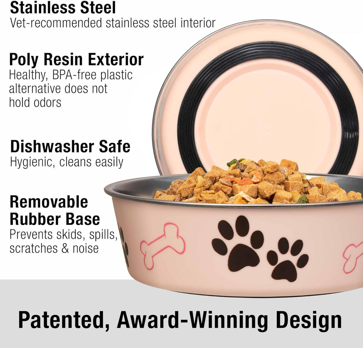 Loving Pets Bella Dog Bowls- Stainless Steel Dog & Cat Bowls - Spill Proof Dog Food Bowl, Cat Bowl