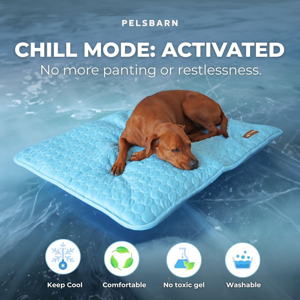 Dog Cooling Mat- Ice Silk Summer Comfort, Self Cooling, Non-Slip Dog Pad, Durable & Washable, Mat