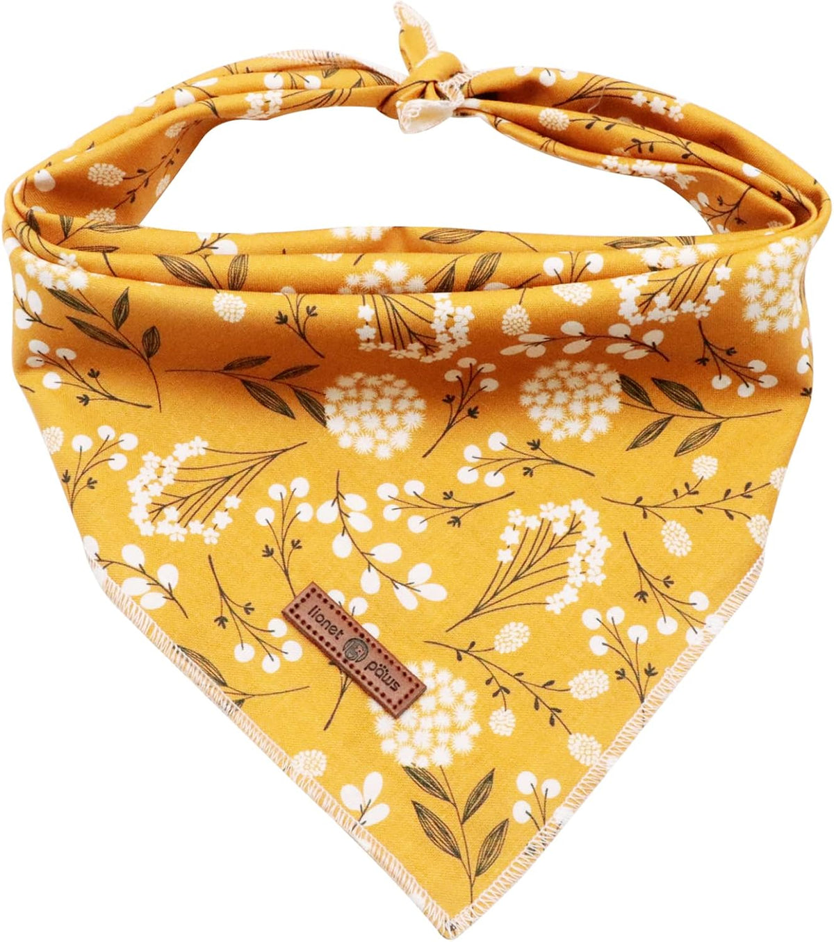 Lionet Paws Flower Dog Bandana,Fabric Yellow Dogs Kerchief for Small Medium Large Dogs,Dog Cotton