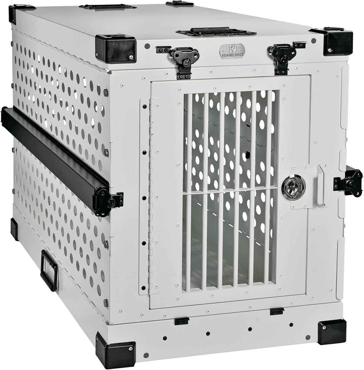 Heavy Duty Fully Collapsible Powder-Coated Aluminum Dog Crate - Medium (White)