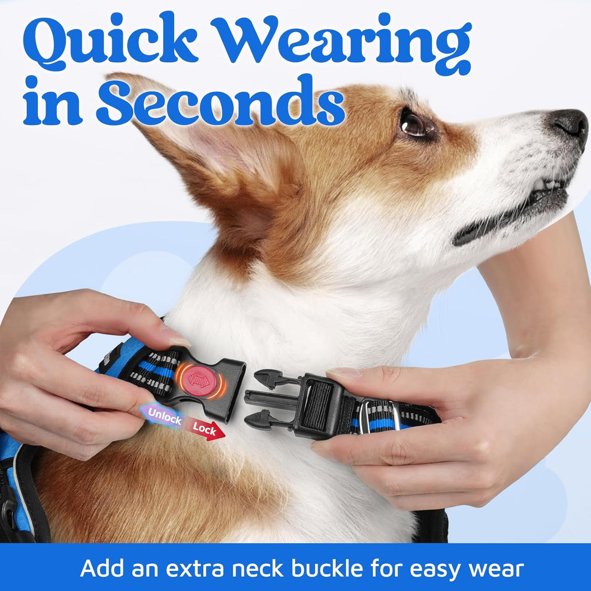 rabbitgoo Dog Harness for Large Dogs, No Pull Pet Vest with 3 Buckles, Adjustable Soft Padded Pet