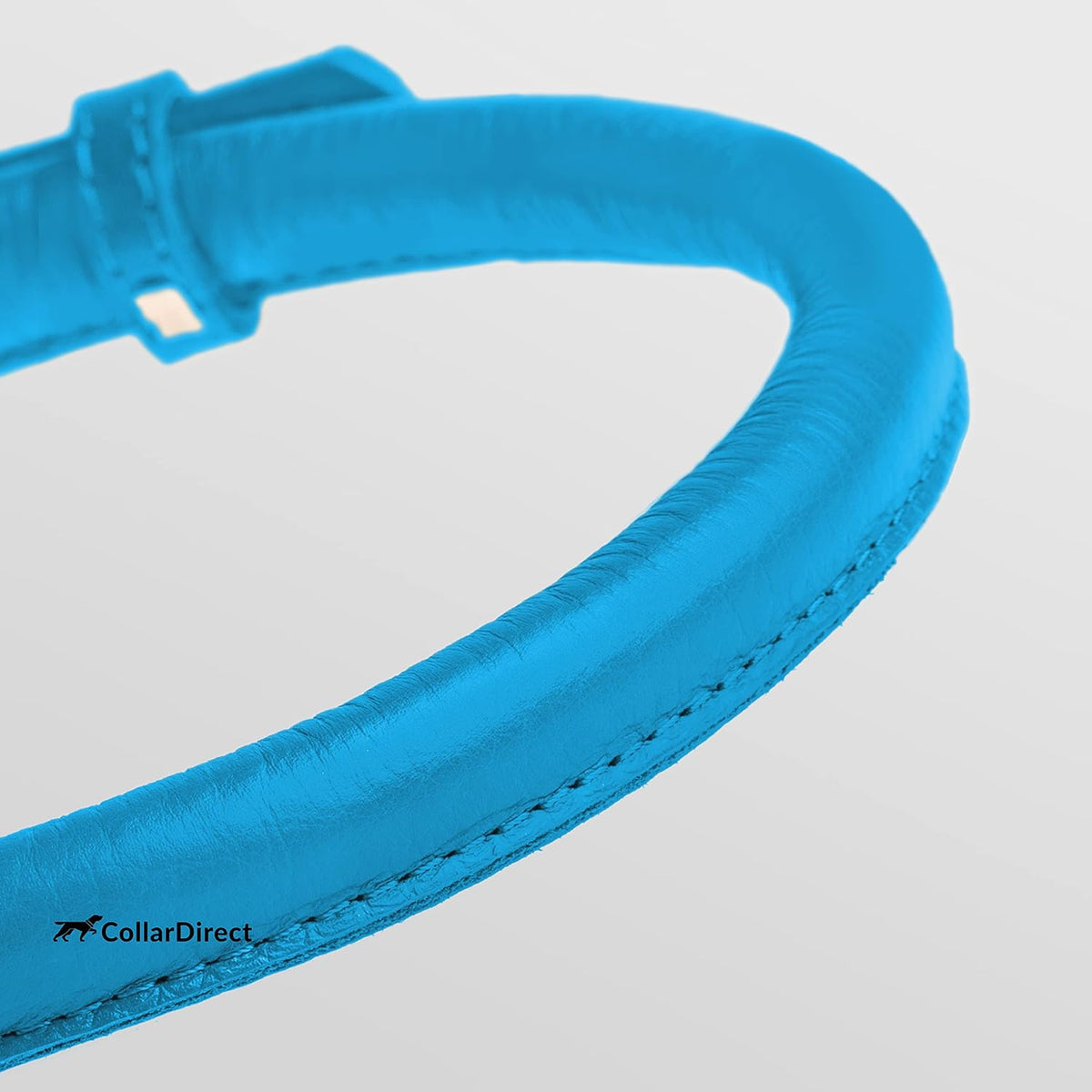 CollarDirect Rolled Leather Dog Collar, Soft Padded Round Puppy Collar, Handmade Genuine Leather