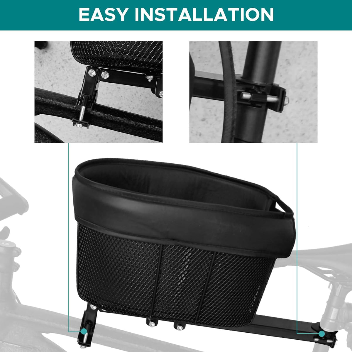 Dog Bike Basket Mountain Bike Shopping Basket Portable Cat and Dog Carrier for Bike Front Crossbar