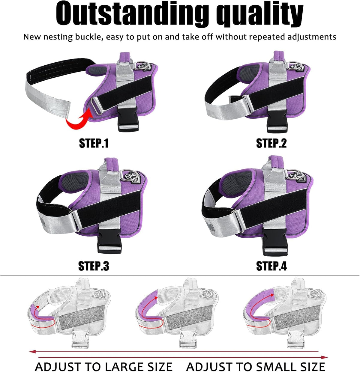 Bolux Dog Harness, No-Pull Reflective Dog Vest, Breathable Adjustable Pet Harness with Handle for