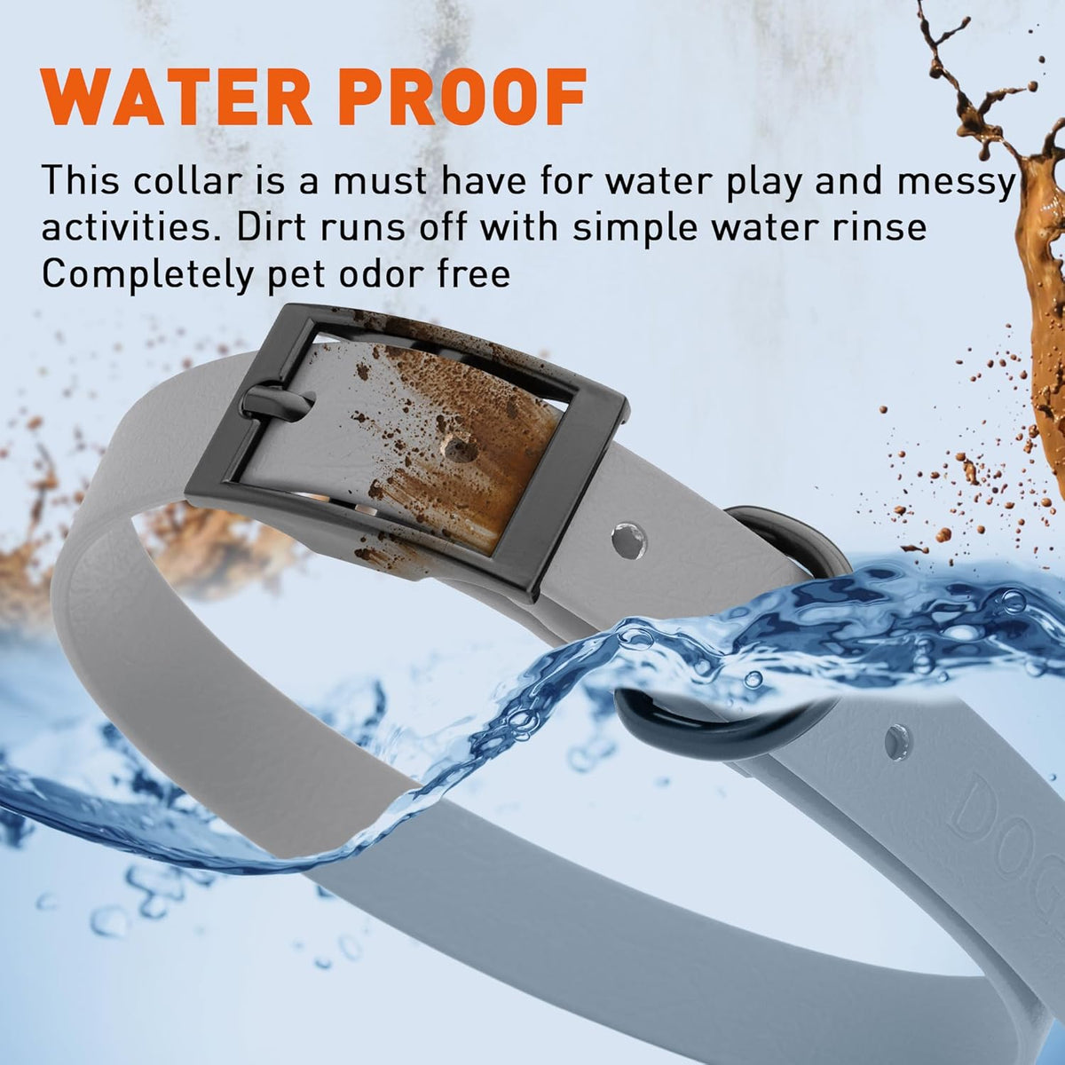 Dogline Biothane Waterproof Dog Collar Strong Coated Nylon Webbing with Black Hardware Odor- Proof