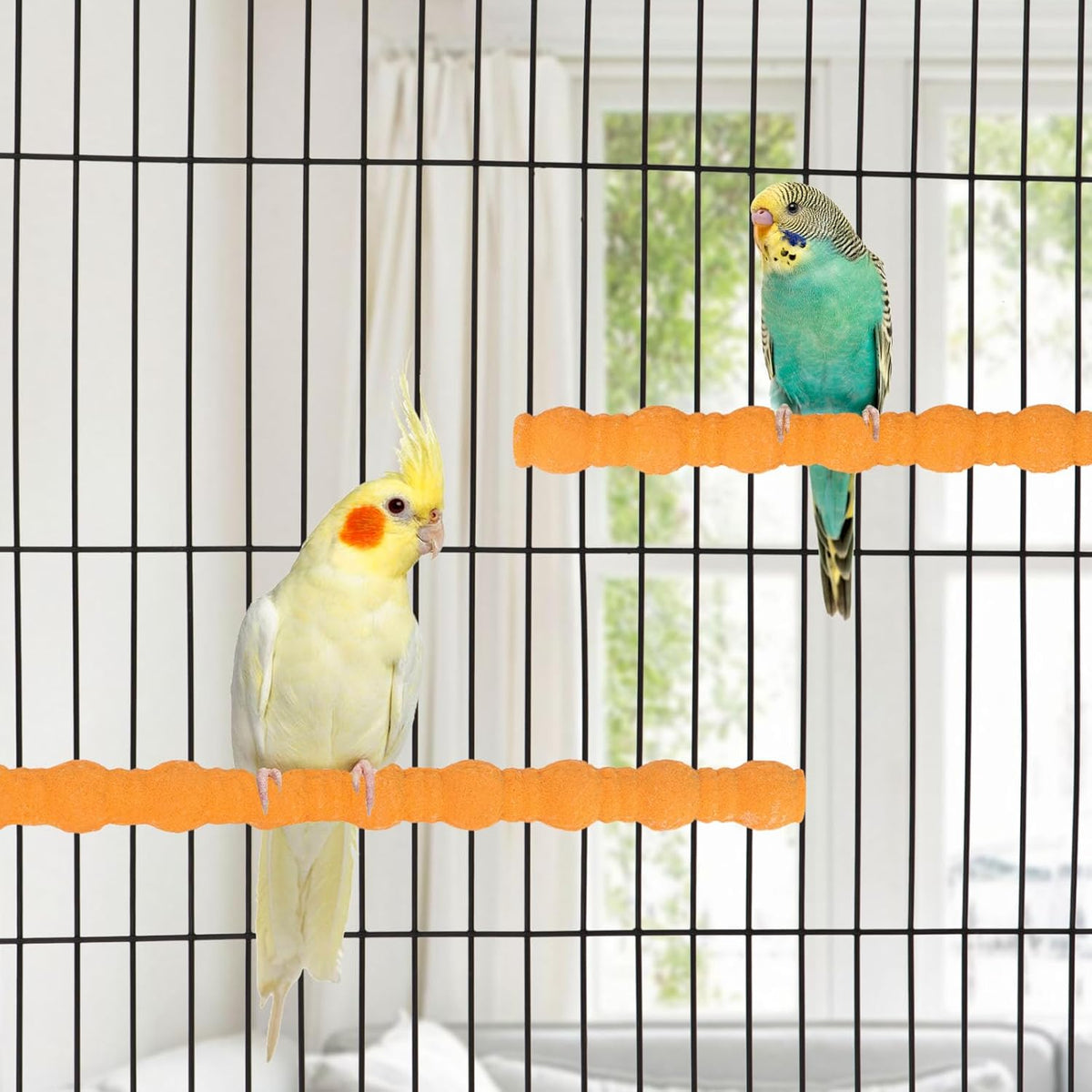 Hypeety 2PCS Wood Perch Stand Paw Grinding Stick Toy Pet Bird Cage Stand Platform for Bird Parrot
