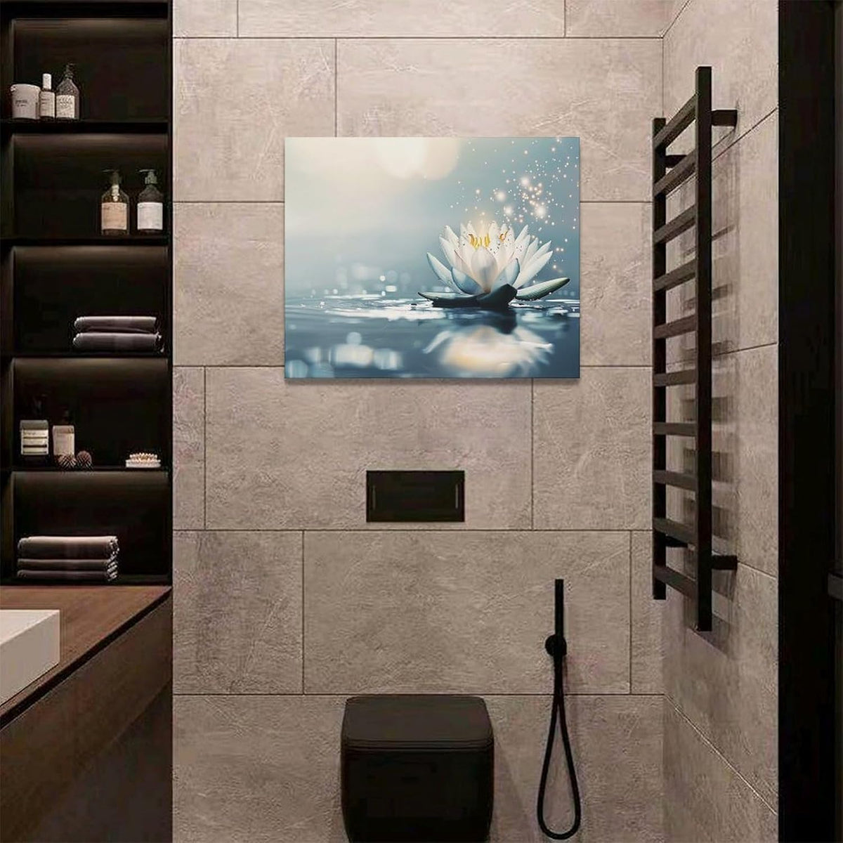 Bathroom Lotus Wall Art Floral Pictures Zen Meditation Wall Decor Yoga Spa Spiritual Canvas Print
