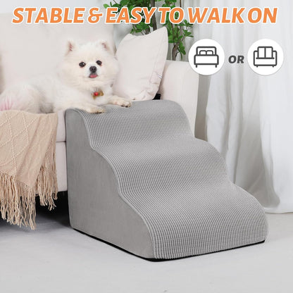 3-Step Dog Ramp and Stairs for Sofa and Chair - Non-Slip Sturdy Pet Steps for Small Dogs and