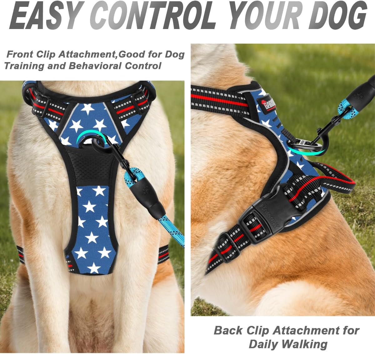 BARKBAY No Pull Dog Harness Front Clip Heavy Duty Reflective Easy Control Handle for Large Dog