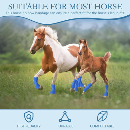 Set of 4 Horse No Bow Bandage 3D Contoured Standing Wrap Bandages Stable Nylon Horse Leg Wraps for
