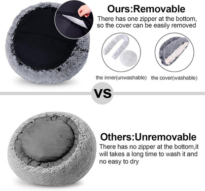 MADDEMCUTE Calming Dog & Cat Cave Bed With Hooded Cover, Removable Washable Round for Small Medium