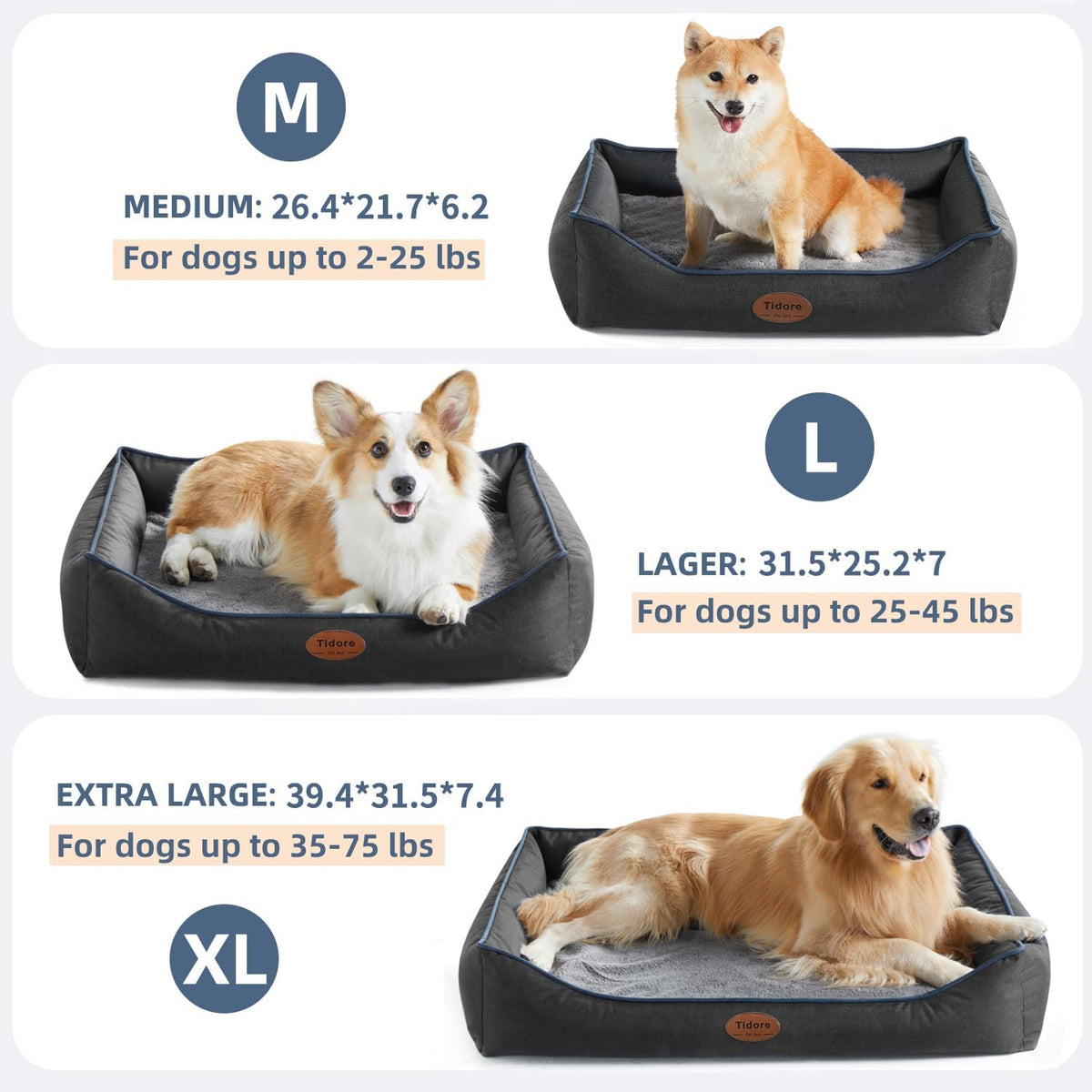 Orthopedic Dog Beds for Medium Dogs, Durable Egg Crate Foam Sofa Dog Bed wit Washable Removable