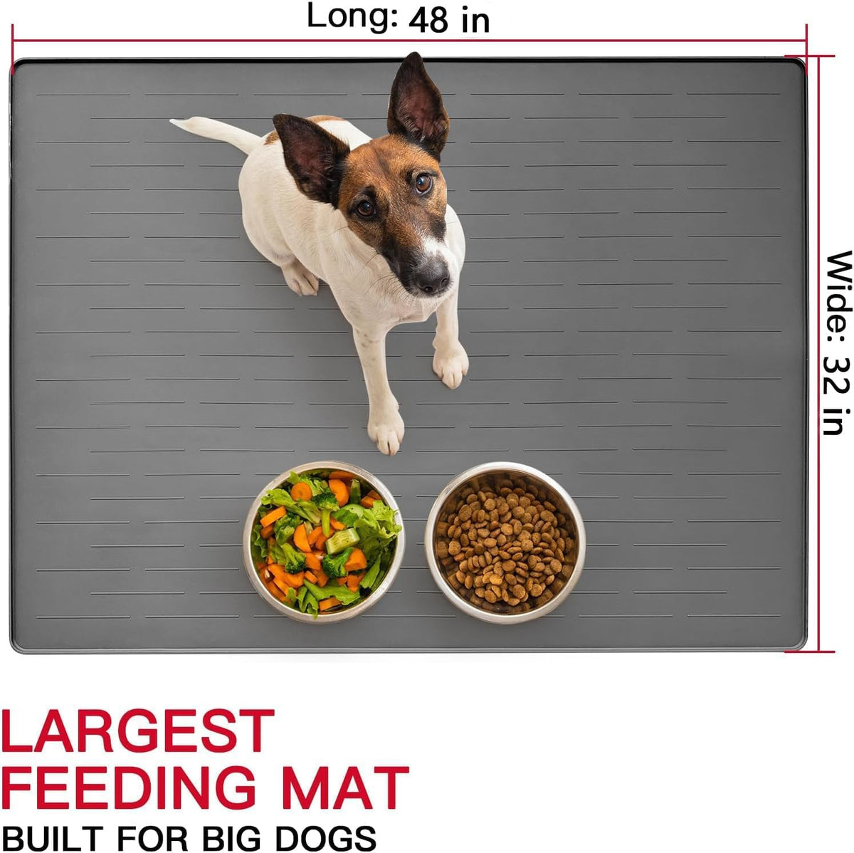 48" x 32" Largest Pet Food Mat, XXXL Silicone Dog Mats for Food and Water, Nonslip Pet Feeding Mats