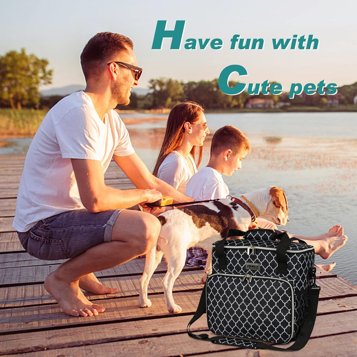 BAGLHER Dog Travel Bag, Pet Travel Bag (ALL Pet Travel Supplies), With 2 Pet Food Containers and 2