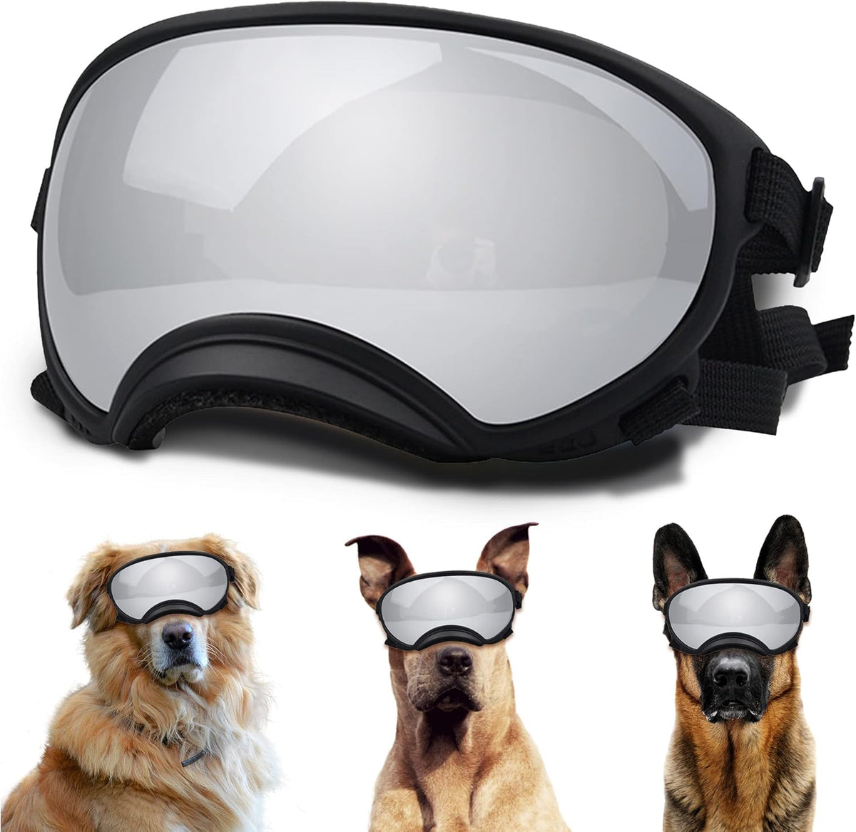 Large Dog Sunglasses, Dog Goggles with Adjustable Strap UV Protection Winproof Dog Puppy
