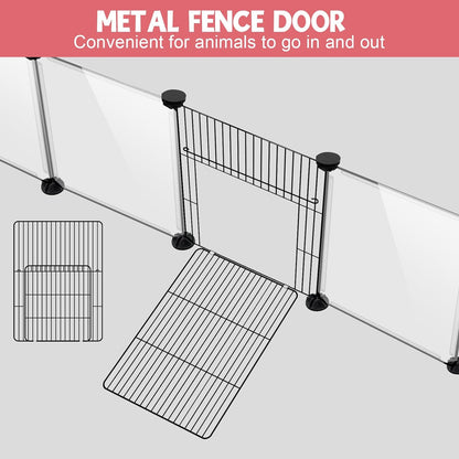 20 Panels Small Animals Playpen, 48" x 24" x 16" Transparent Pet Playpen with Waterproof