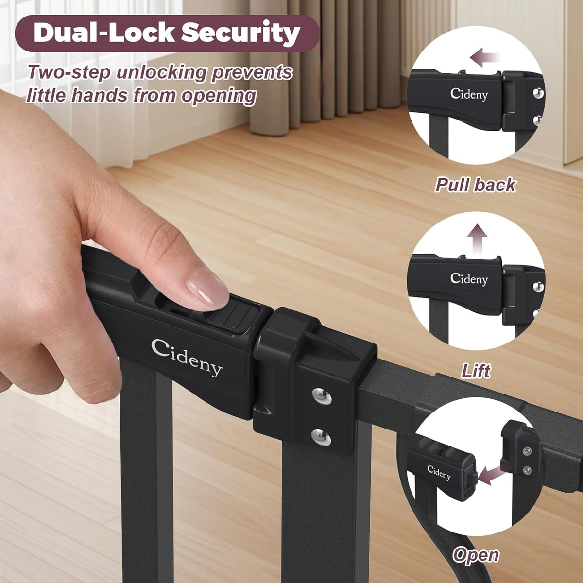 34" Extra Tall Baby Gate for Stairs, Auto Close Stroller Friendly Dog Gate Indoor for Doorways
