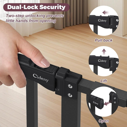 29"-45" Baby Gate for Stairs, Auto Close Stroller Friendly Dog Gate Indoor for Doorways, Pressure