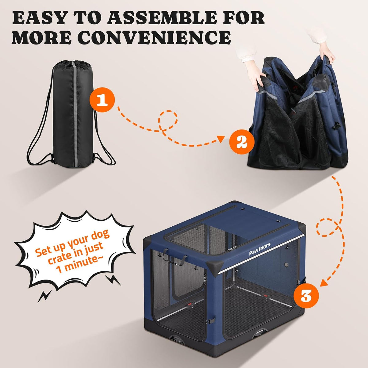 Collapsible Dog Crate: 30 Inch Foldable Soft Sided Dog Crate for Medium Dogs, Portable Dog Travel