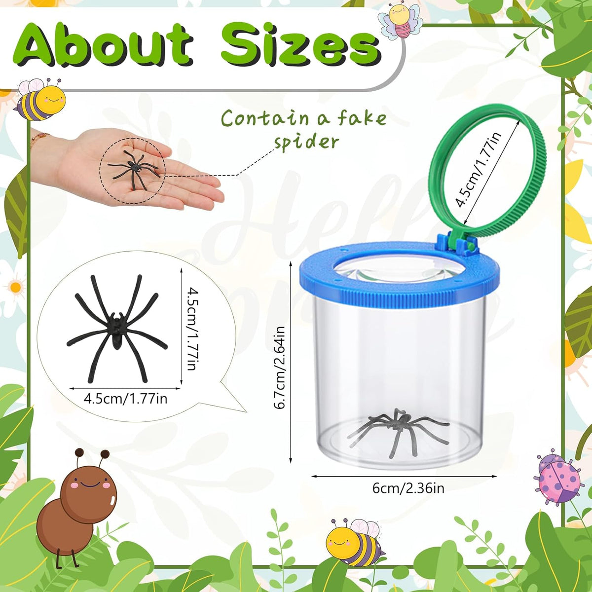 Coopay 3 Pieces Magnifying Insect Box - Bug Viewer, Critter Insect Cage, Container, Bug Catcher