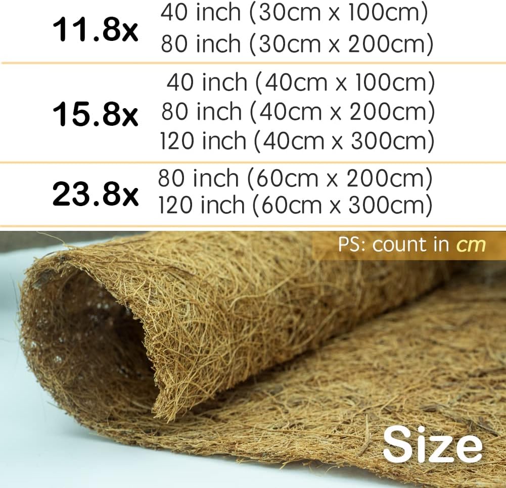 Coco Coir Liner, Yarrdfir 24x120 inch Natural Coconut Liners for planters Flower Basket, Reptile