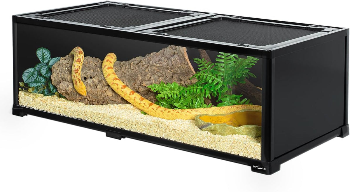 REPTIZOO 34 Gallon Glass Reptile Terrarium, 36" x 18"x 12" Wide & Low Reptile Tank Snake Terrarium