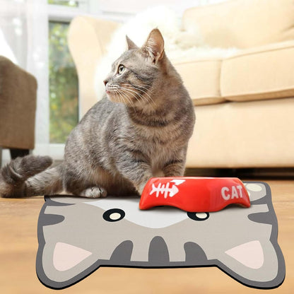 Grey Cat Food & Water Mats - Absorbent Pet Feeding Placemats 17.7 * 9.8 inch