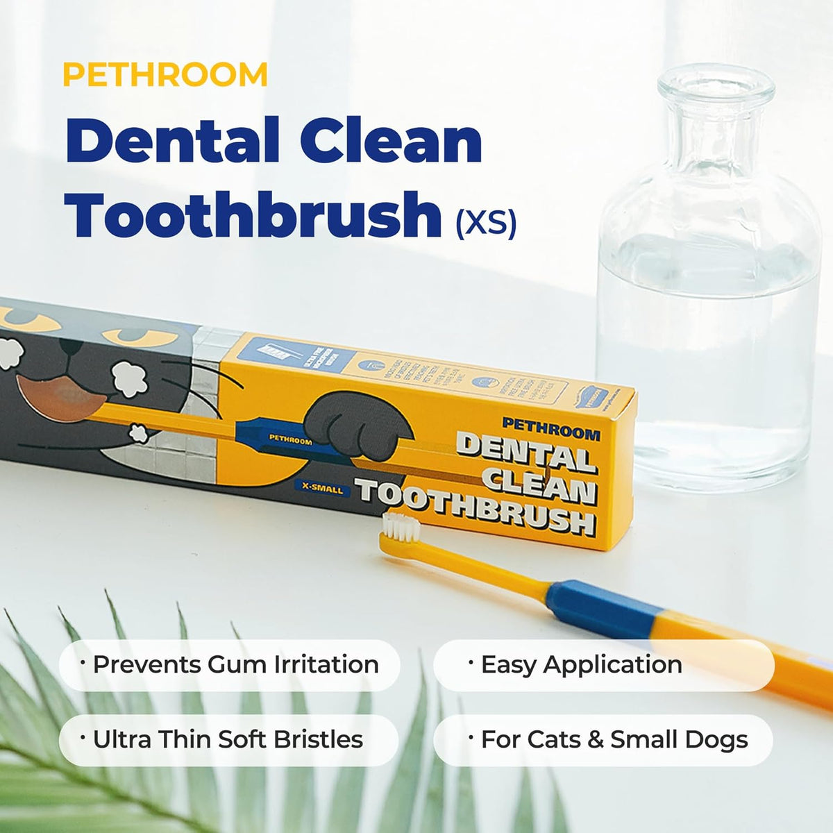 PETHROOM] Pet Toothbrush - Cats, Kitten, Small Dog Dental Care, Removing Teeth Tartar | Soft