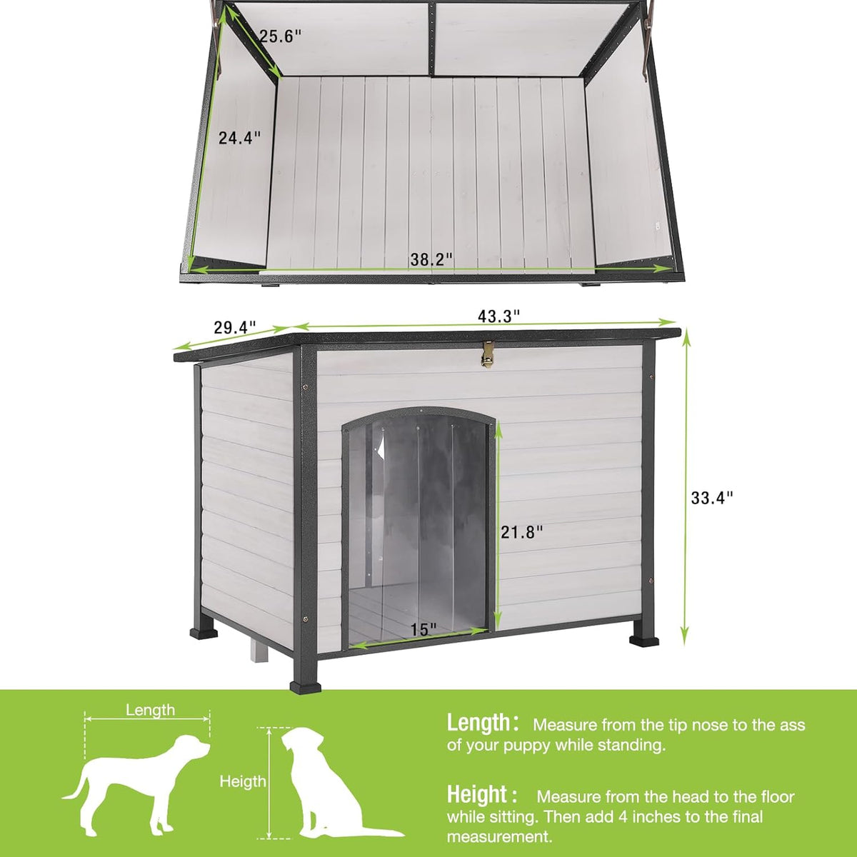 GUTINNEEN Chew Proof Dog House with Metal Iron Frame Outdoor Dog Kennel for Small Medium Large
