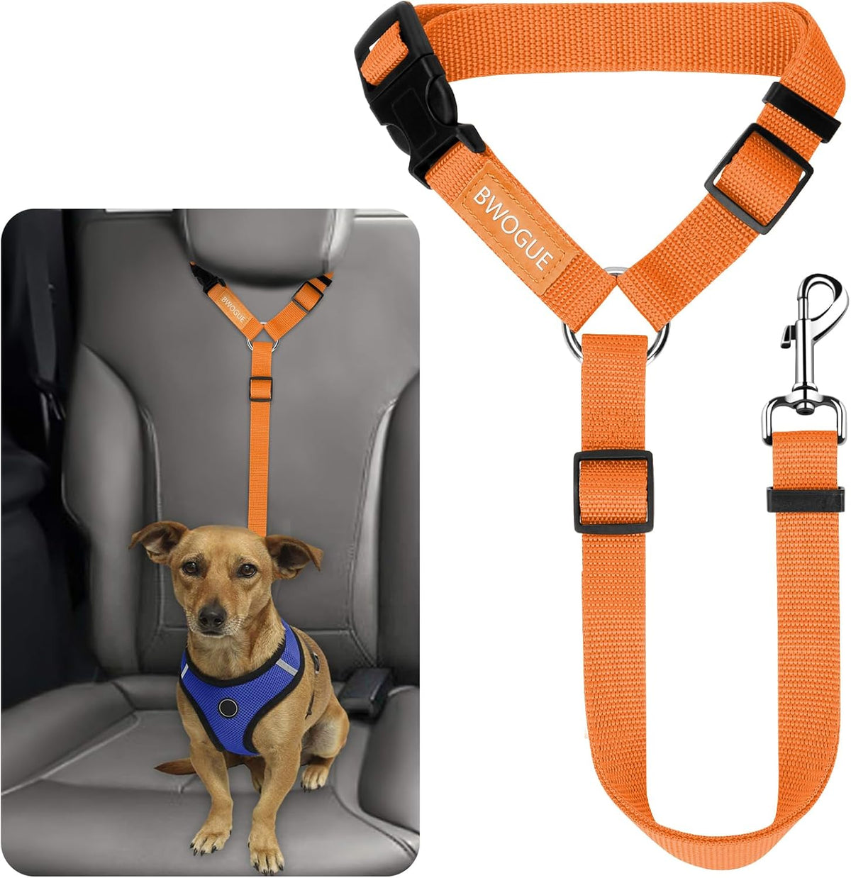 BWOGUE Pet Dog Cat Seat Belts, Car Headrest Restraint Adjustable Safety Leads Vehicle Seatbelt