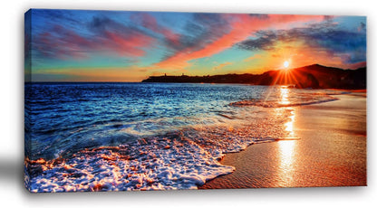 Yxbhhym-Beach Wall Art Pictures for Living Room Ocean Canvas Wall Art Decor Bedroom Sunset Painting