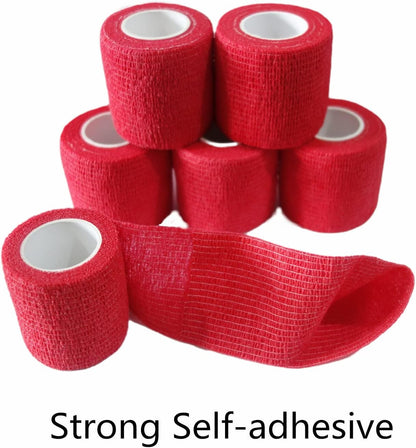 6 Pack 2" x 5 Yards Self Adhesive Bandage Wrap Breathable Cohesive Vet Wrap for Pets, Elastic