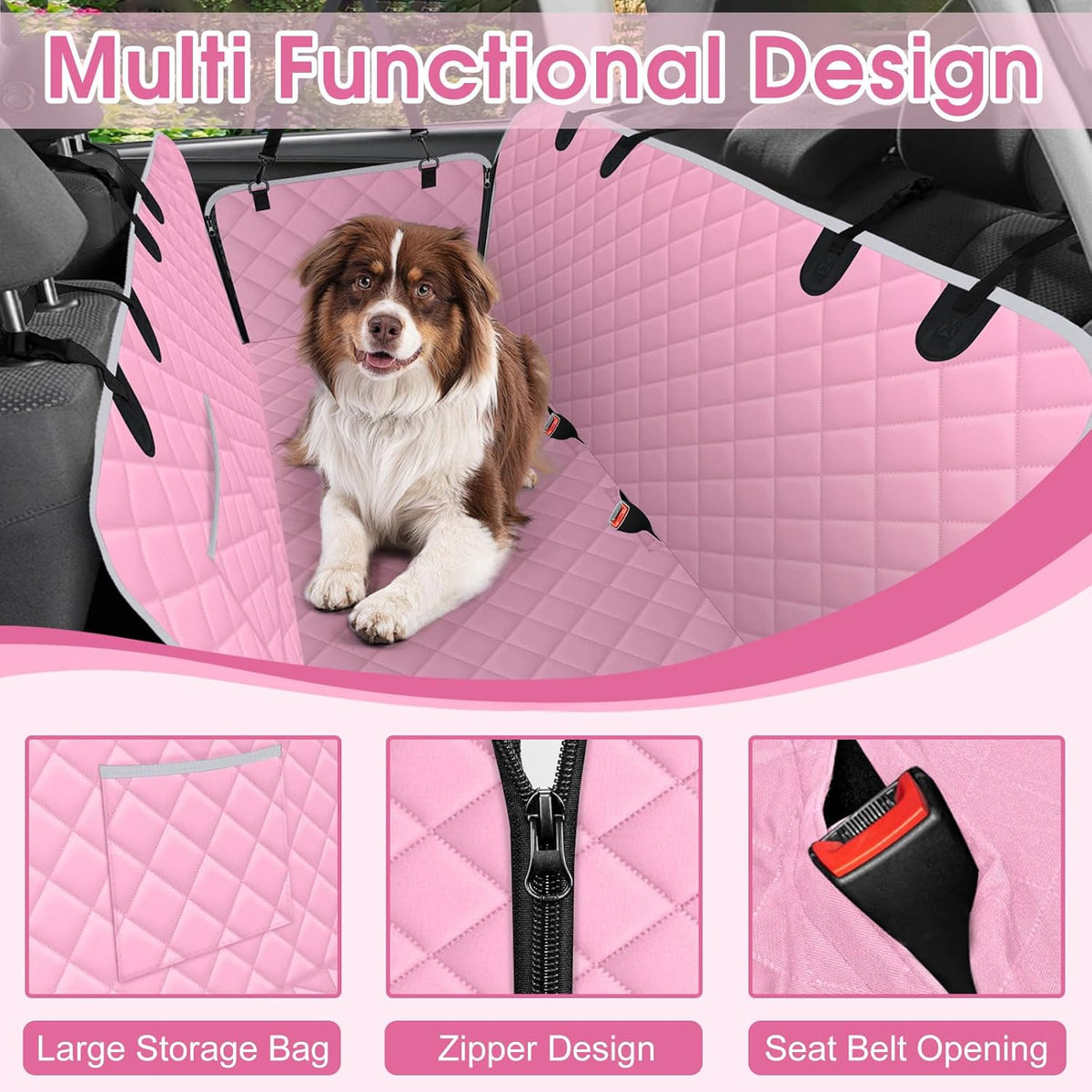 Waterproof Dog Car Seat Cover for Back Seat - Durable, Scratch Proof Pet Hammock with Nonslip