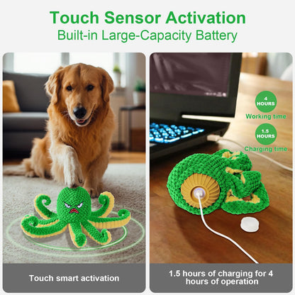 Interactive Dog Toys Octopus,Durable Automatic Jumping Dog Toy to Keep Them Busy,Squeaky Moving Tug