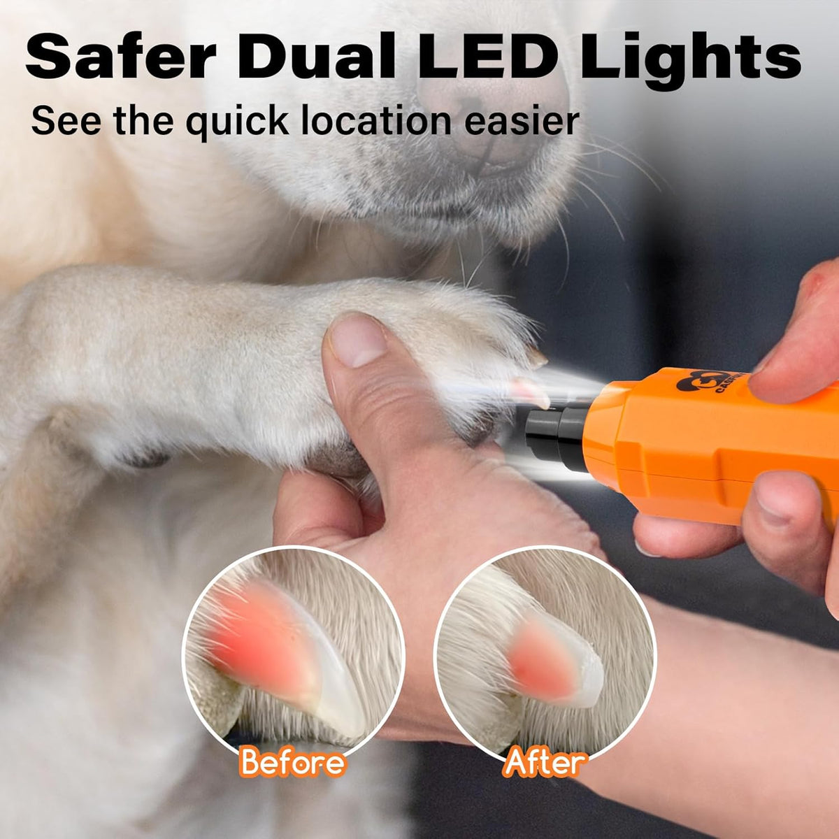 Casfuy 6-Speed Dog Nail Grinder - Newest Enhanced Pet Nail Grinder Super Quiet Rechargeable