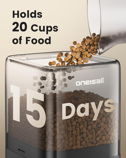 oneisall Automatic Cat Feeders 2 Cats, 20 Cups/5L Cat Auto Feeder, Automatic Cats Food Dispenser