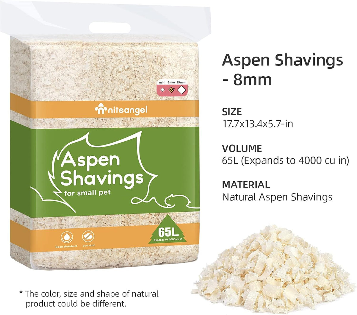 Niteangel Aspen Shaving Hamster Beddings for Syrian Dwarf Hamster Gerbil Mice Degu Rat Rabbit Bunny