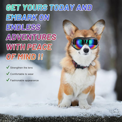NVTED Dog Sunglasses Dog Goggles, UV Wind Dust Fog Protection Pet Glasses Eye Wear with Adjustable
