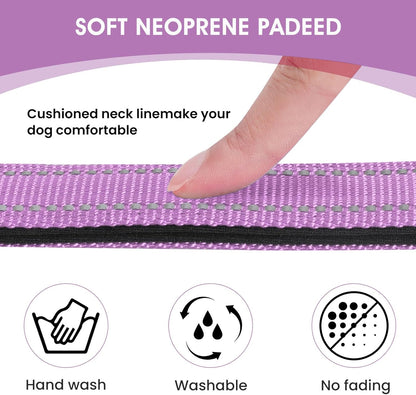 Reflective Dog Collar Padded with Soft Neoprene Breathable Quick Release Basic Dog Collars for